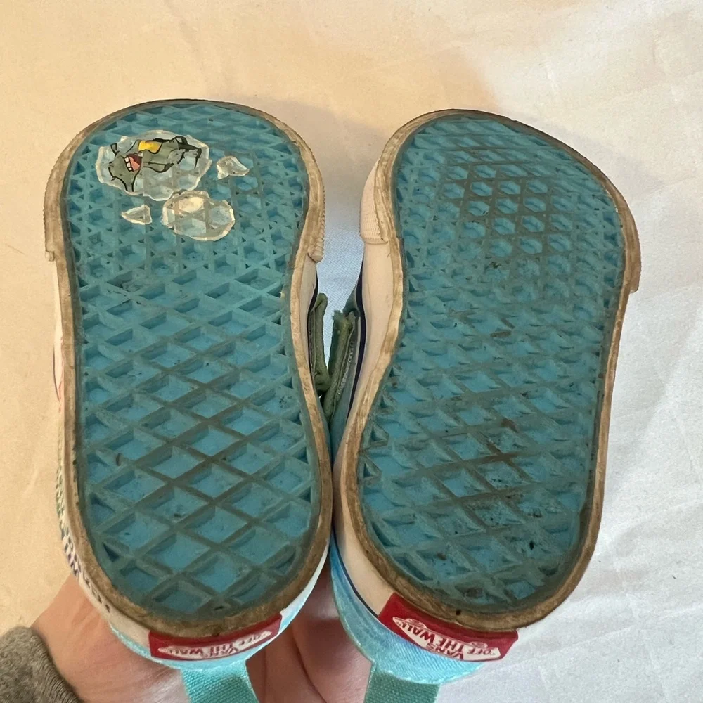 VANS Unisex Classic Slip-on Kids Toddler US 4.5 721356‎ Sponge Bob Blue Yellow